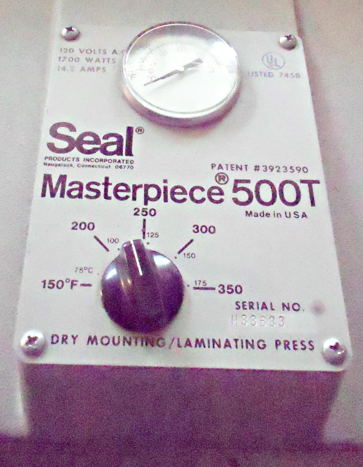 Seal Masterpiece 500T Dry Mount Press  (used) Item # UFE-M1737