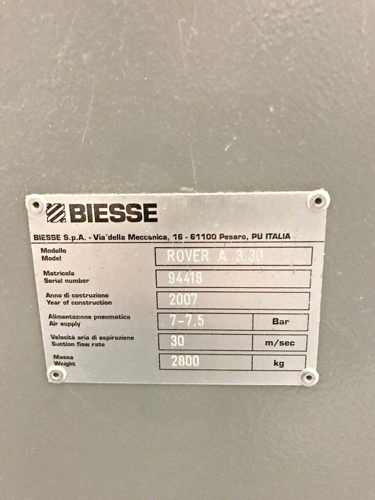 Biesse Rover A 3.30 CNC Router (used) Item # UFE-R142