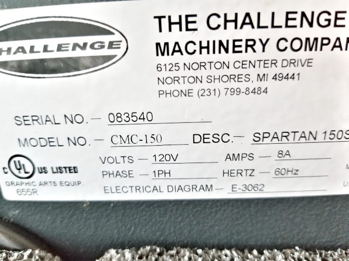 Challenge Spartan 150 SA Paper Cutter (Used) Item # UE-022120D (North Carolina)
