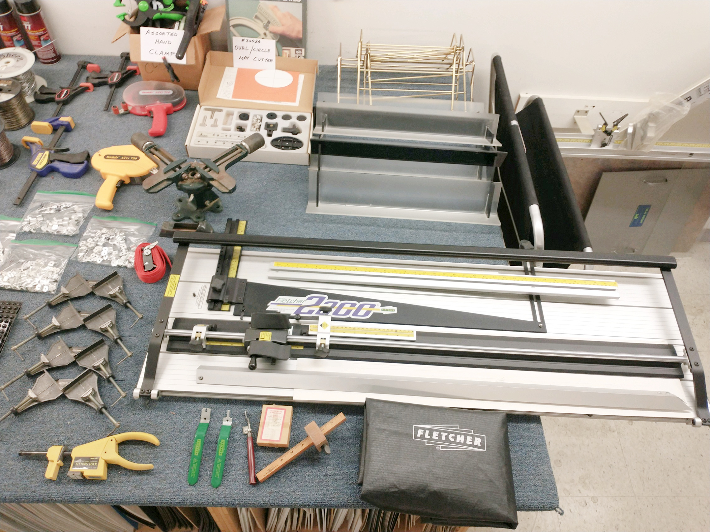 Equipment Lot: Inmes Model I-30 Chop Saw, Inmes Model IM-4P Joiner, Eclipse Mat Cutter & Supplies (Used) Item # UE-100621B (Tennessee)