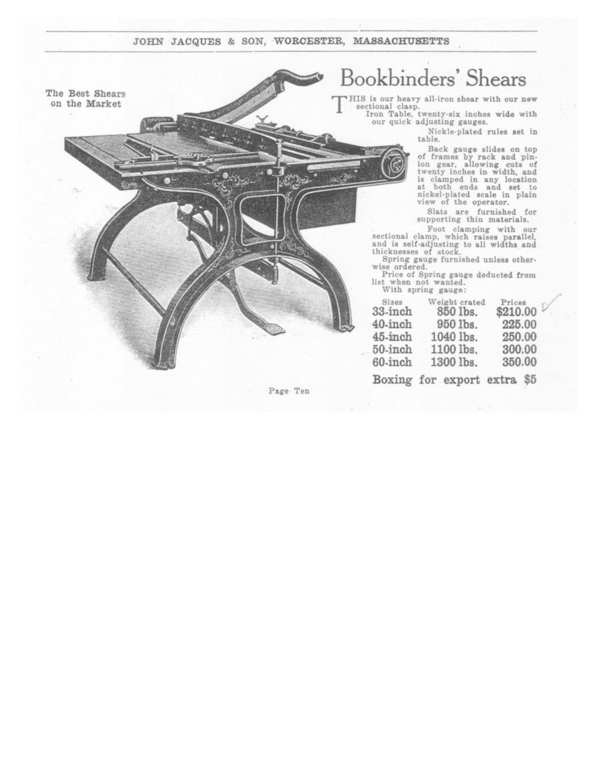 Jacques 45″ Board Shear (used) Item # UE-101821C (California)