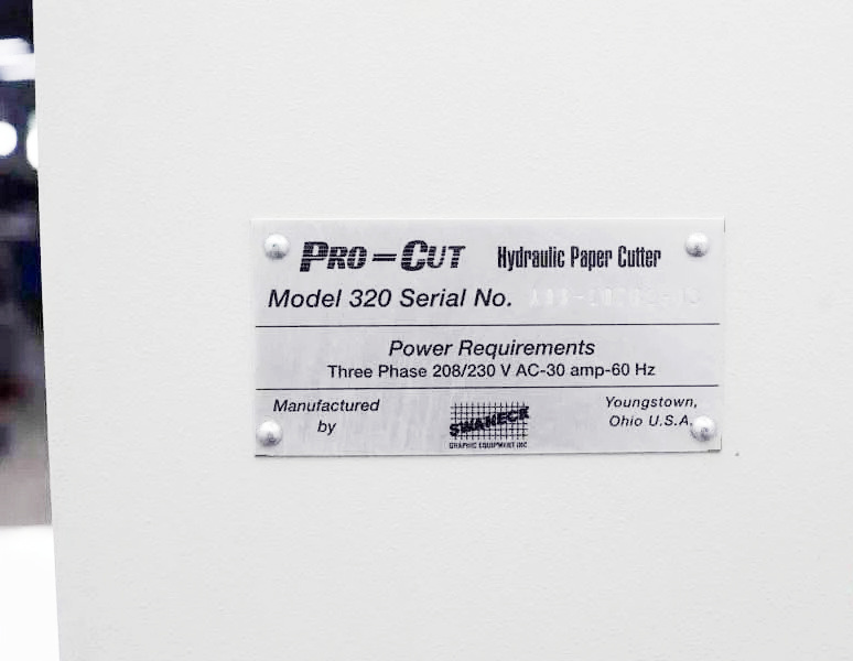 Pro-Cut Model 320 MPS II Hydraulic Programmable Paper Cutter (used) Item # UE-040422E (Ohio)