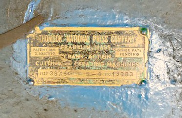 Thomson 38 x 54 Clamshell Die Cutter (used) Item # UGW-57 (Pennsylvania)