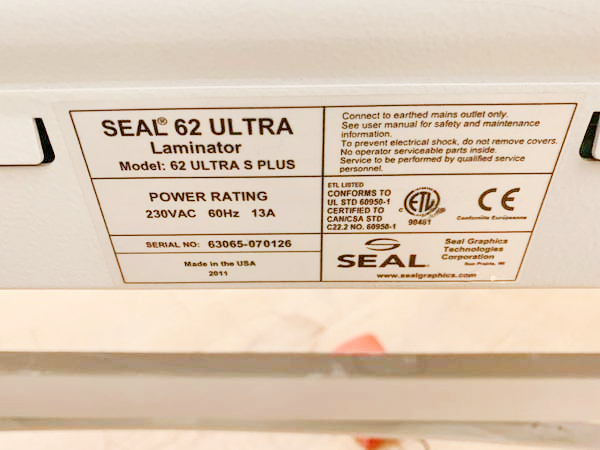 Seal 62 Ultra S Plus 61″ Hot / Cold Wide Format Roll Laminator (Used) Item # UE-050322B (New York)