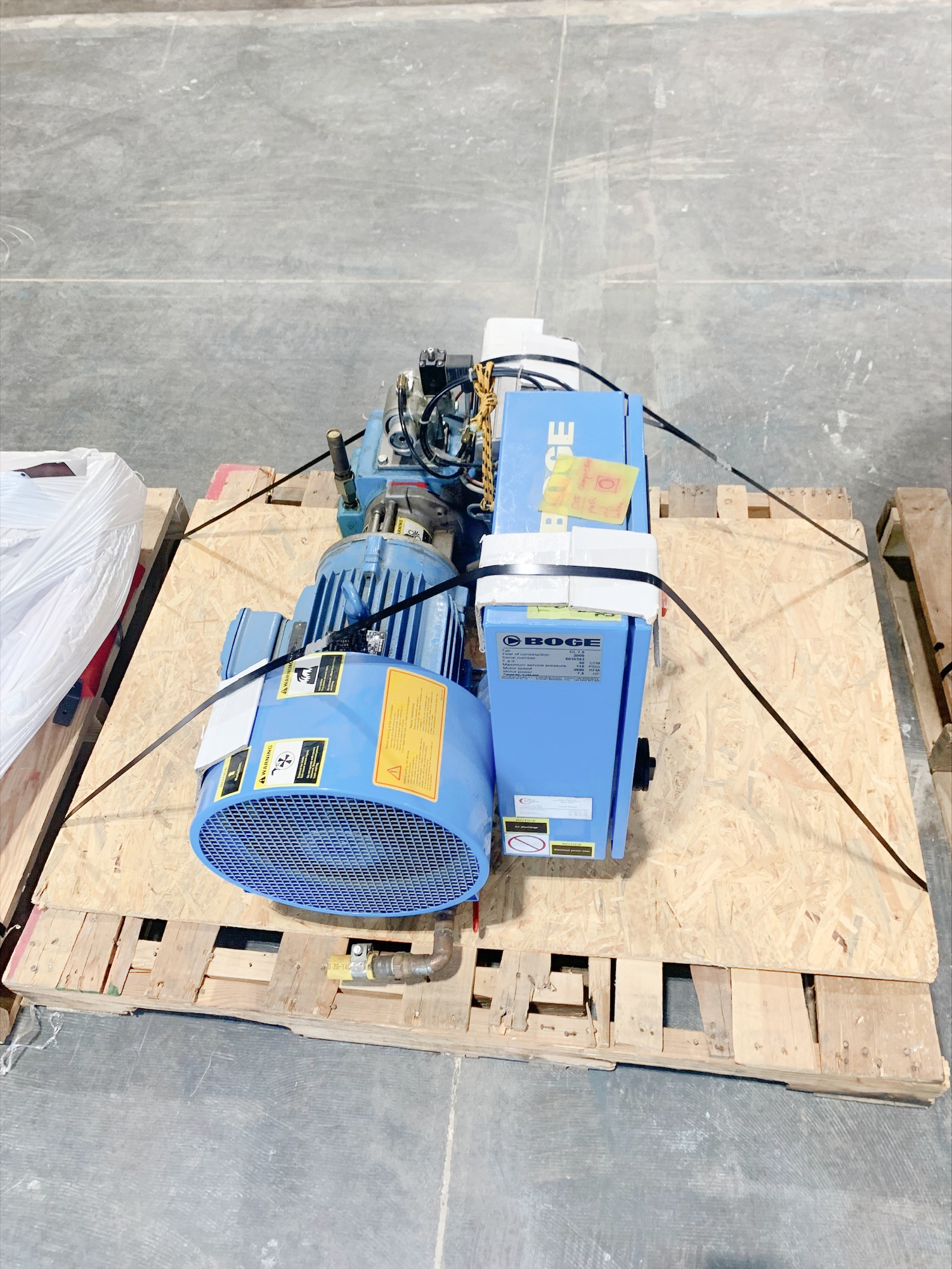 Picture Framing Equipment Lot: CTD D45X Double Miter Saw, ITW AMP VN4+MC Multi Channel Joiner,  Cassese CS299MXL2, & Boge Air Compressor (Used) Item # UE-080422B (Minnesota)