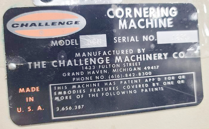 Challenge Double Round Cornering Machine (used) Item # UE-080222B (North Carolina)