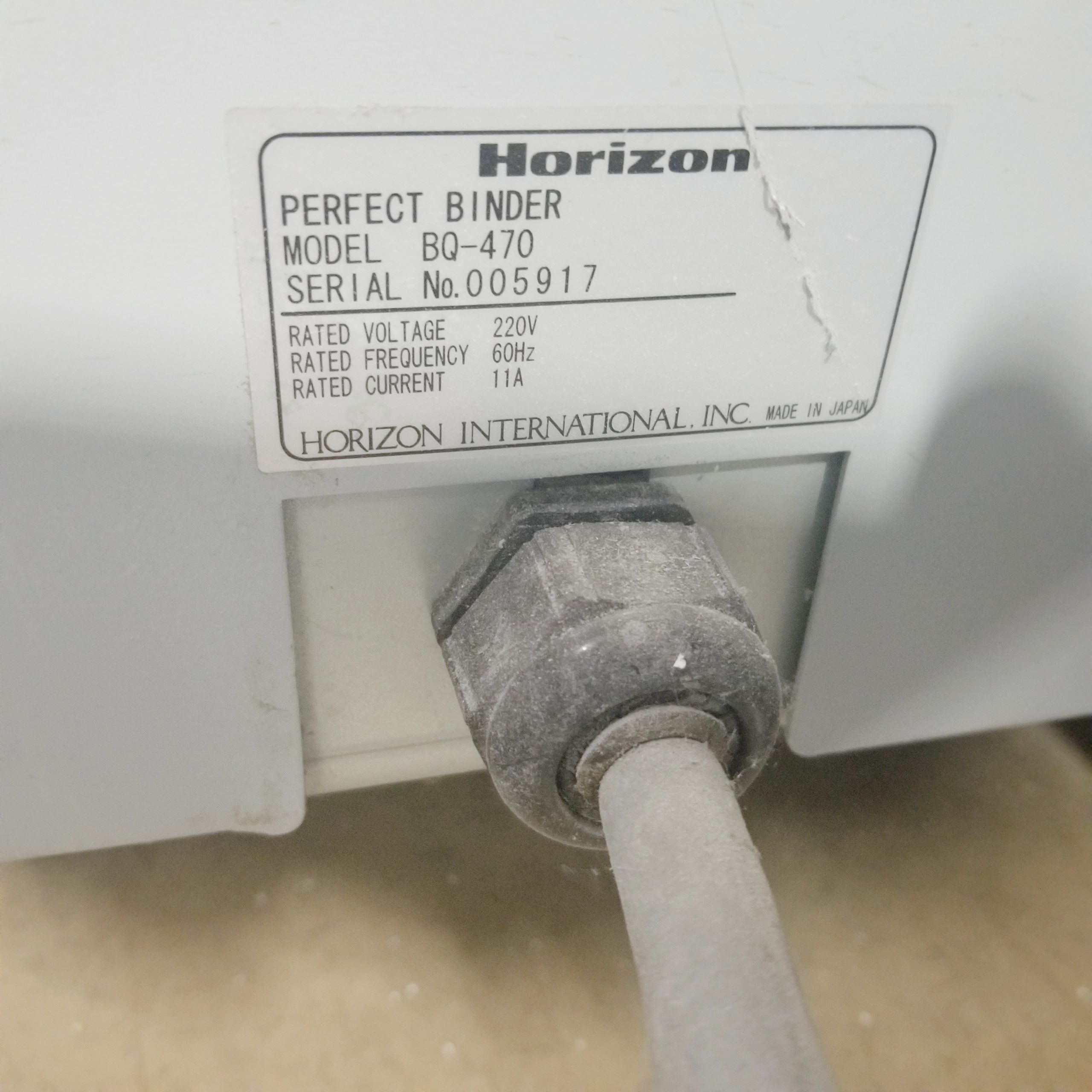 Horizon BQ-470 Perfect Binder (used) Item # UE-061522B (New Jersey)