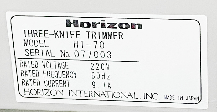 Horizon HT 70 Three Knife Trimmer (used) Item # UE-063022C (North Carolina)