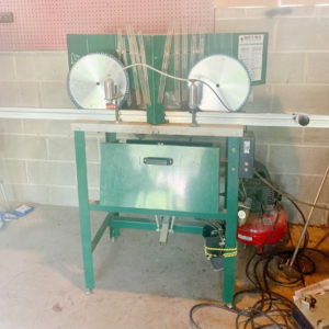 Equipment Lot: Omega Double Miter Saw, ITW AMP VN4 Vnailer, Fletcher 3000 Cutter & Supplies (Used) Item # UE-071922A (Illinois)