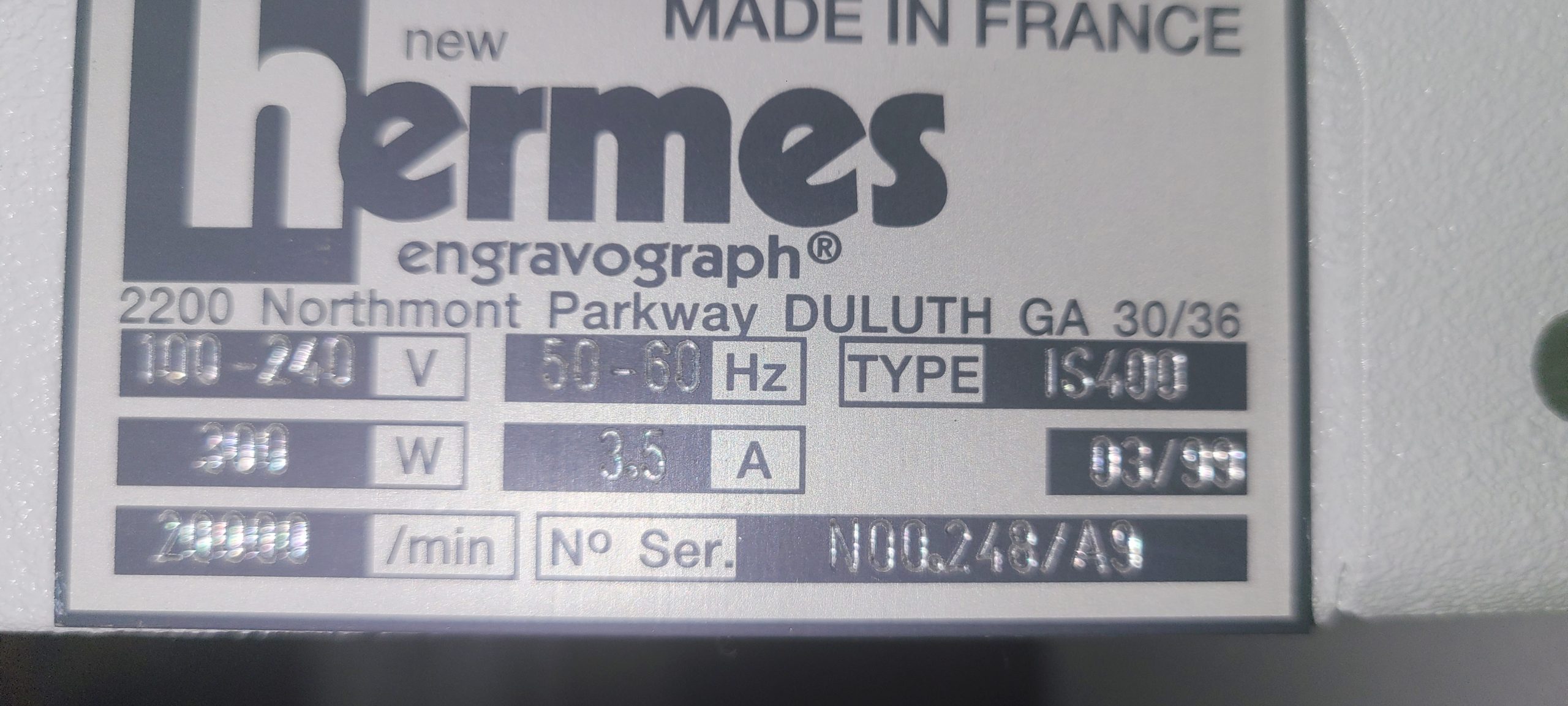 Gravograph / Gravotech / New Hermes IS400 Engraver (Used) Item # UE-082322A (Minnesota)