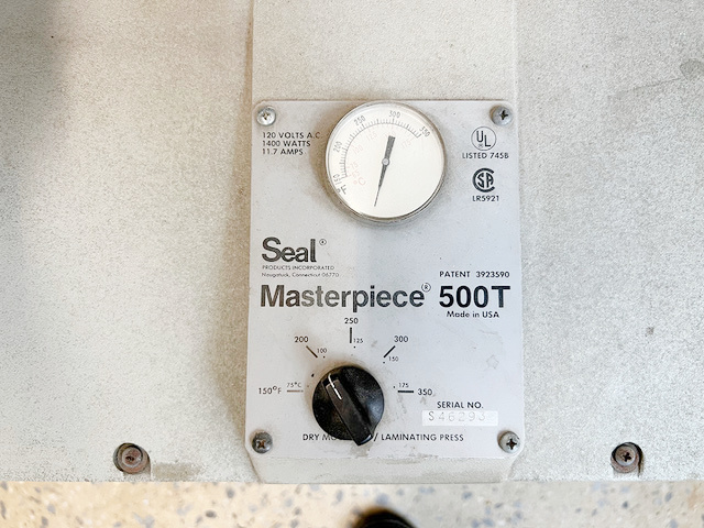 Equipment Lot: Fletcher FSC Substrate Cutter & Seal Masterpiece 500T-X Mechanical Heat Press (used) Item # UE-082222A (New York)