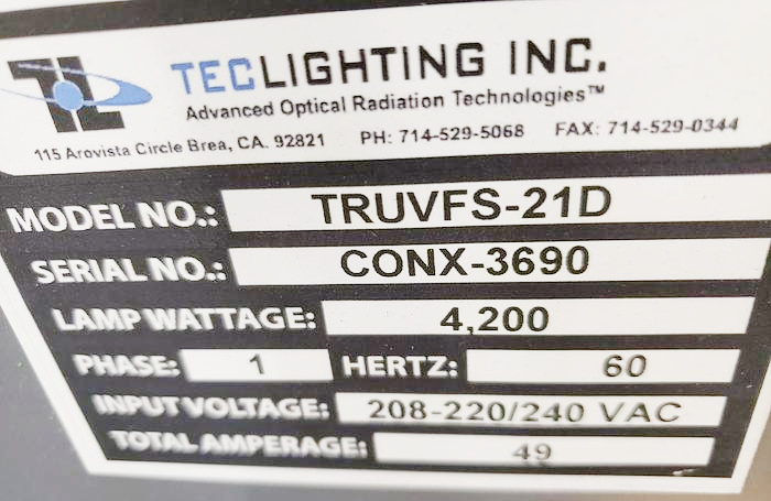 TEC Lighting 21″ with Feeder & Stacker (used) Item # UE-082422C (North Carolina)
