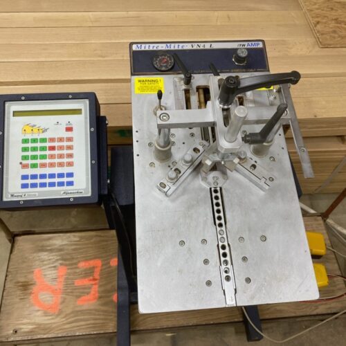 Equipment Lot: ITW AMP Mitre-Mite VN4L / VN4+E3 Joiner w/ Electronic Computer, ITW AMP Mitre-Mite VN42 Frame Joiner / Vnailer, & Used Fletcher AMP Double Hydraulic Clamp AMP U500 & U600 Joiner Accessory (Used) Item # UE-121622B