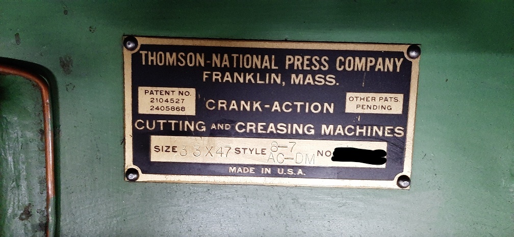 Thomson 33 x 47″ Clamshell Die Cutter (Used) Item # UE-020623A