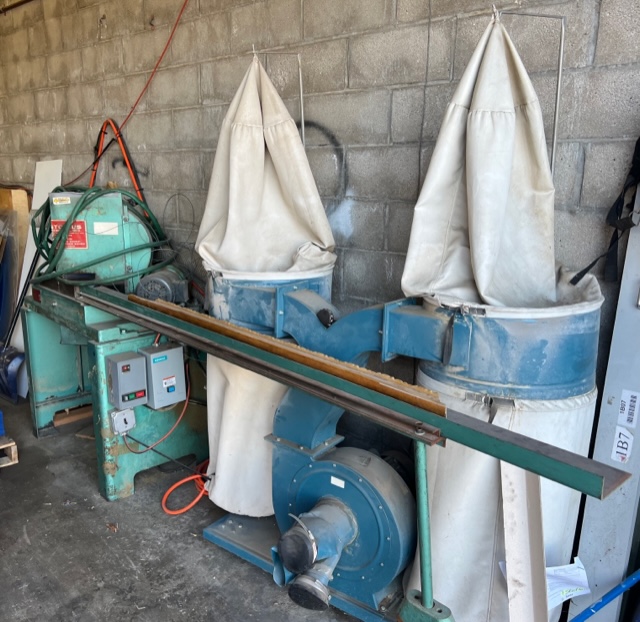 Equipment Lot: Pistorius MN300 / MN-300 Double Miter Saw & Reliant Dust Collector NN830 / Model 830 (Used) Item # UE-032923A