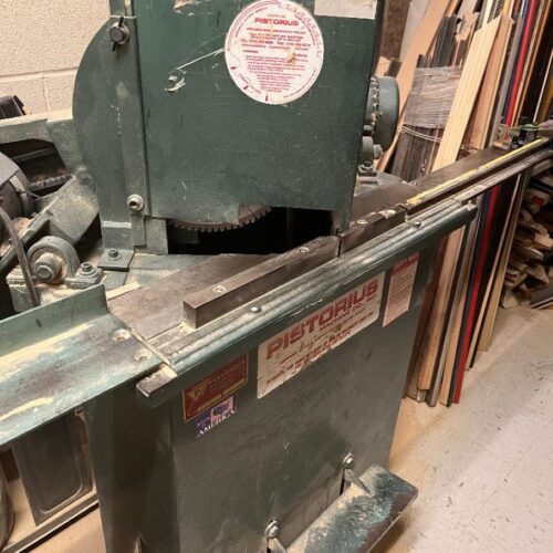 Equipment Lot: Pistorius EMN-12 Double Miter Saw w/ measuring table, Bienfang 4468H Vacuum Press w/ Factory Stand, Fletcher 3000 60