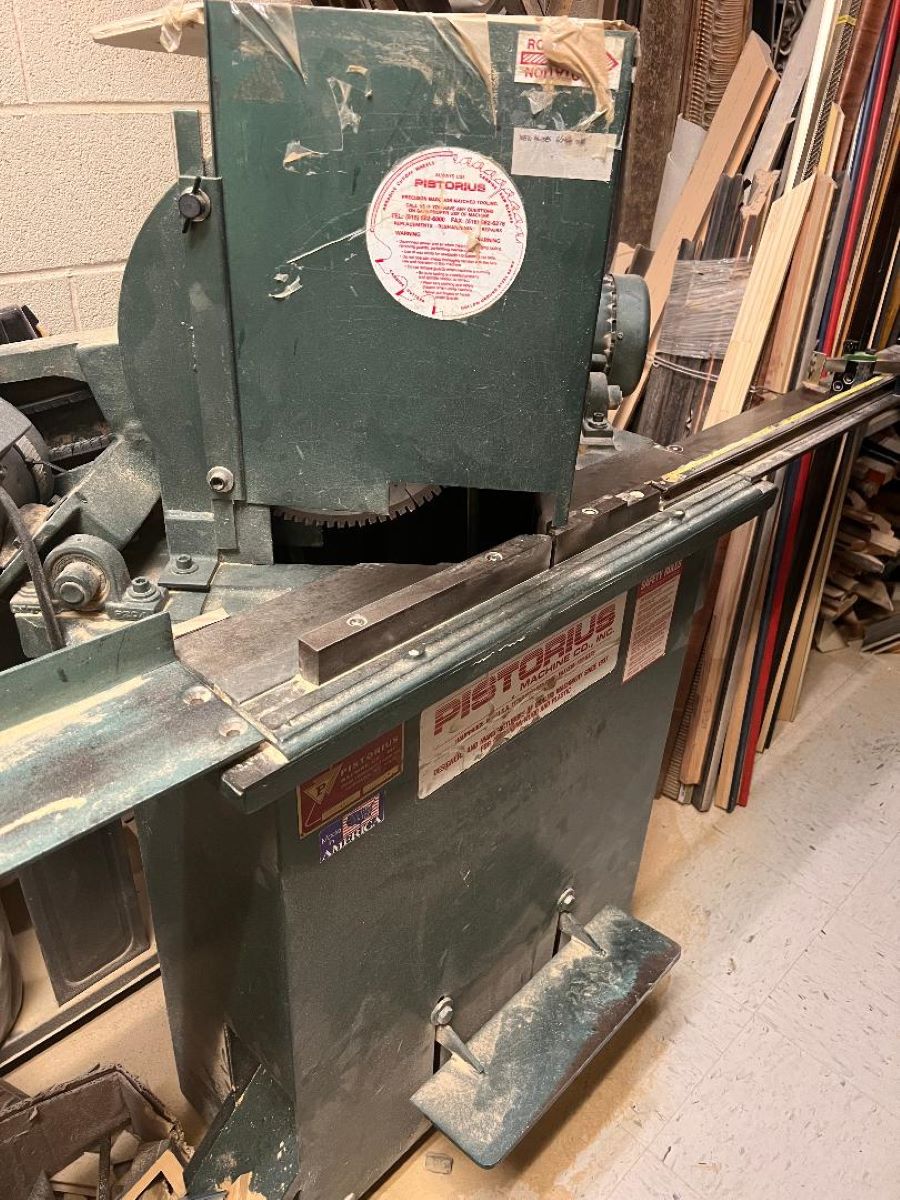 Equipment Lot: Pistorius EMN-12 Double Miter Saw w/ measuring table, Bienfang 4468H Vacuum Press w/ Factory Stand, Fletcher 3000 60″ Multi Material Cutter, ITW AMP VN42, Fletcher 2100 Mat Cutter (Used) Item # UE-040523E