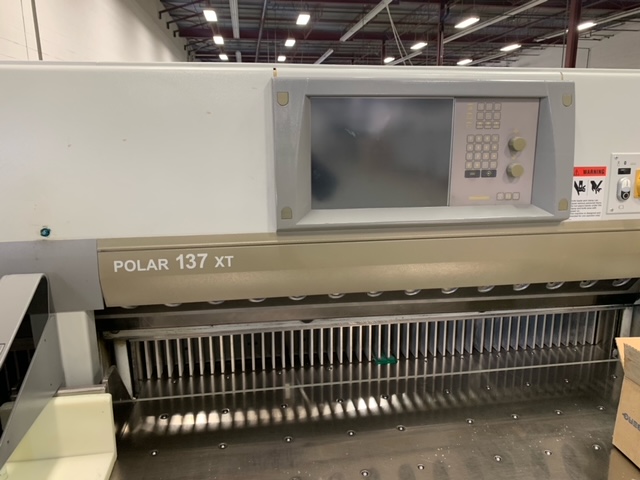 Equipment Lot: Muller Martini Model 321 Saddle Stitching Machine, Polar 137 XT 54″ Paper Cutter with loading & unloading system, PMC F Series 7″ x 7″ High Pile Die Cutter, MBO B30-C Continuous Feed Paper Folder, Dick Moll Marathon Folder Gluer (Used) Item # UE-052223D