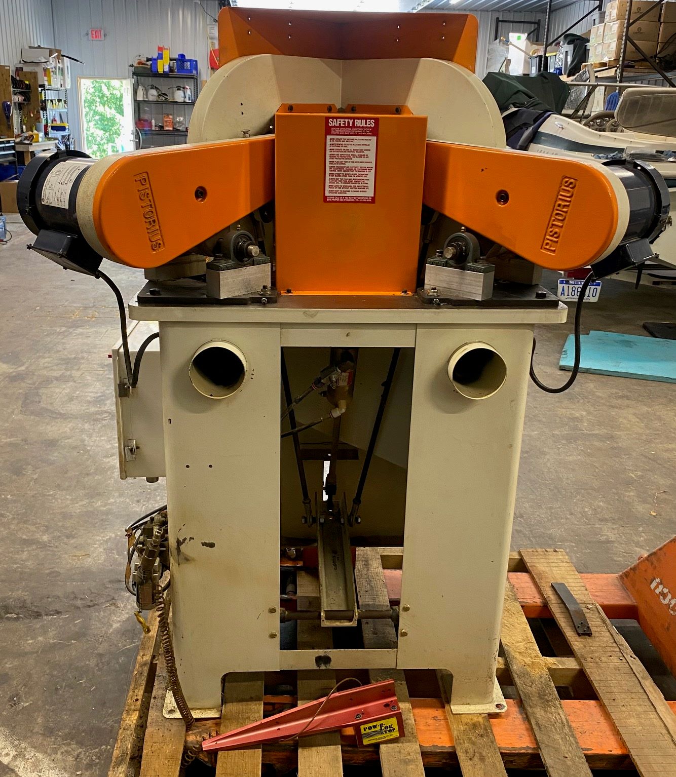 Equipment Lot: Pistorius EMN-14/EMN14 14″ Double Miter Saw, ITW AMP VN4MP Programmable Frame Joiner, Fletcher 3000 Multi Material Cutter (Used) Item # UE-083123C