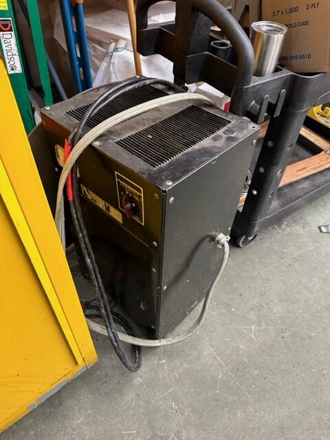 Equipment Lot: Karlville K2 Seam-300-HS Shrink Sleeve Seamer, SEI Dragon Laser Engraver, & Yale Stand Up Battery Powered High / Reach ForkLift (Used) Item # UE-101723C