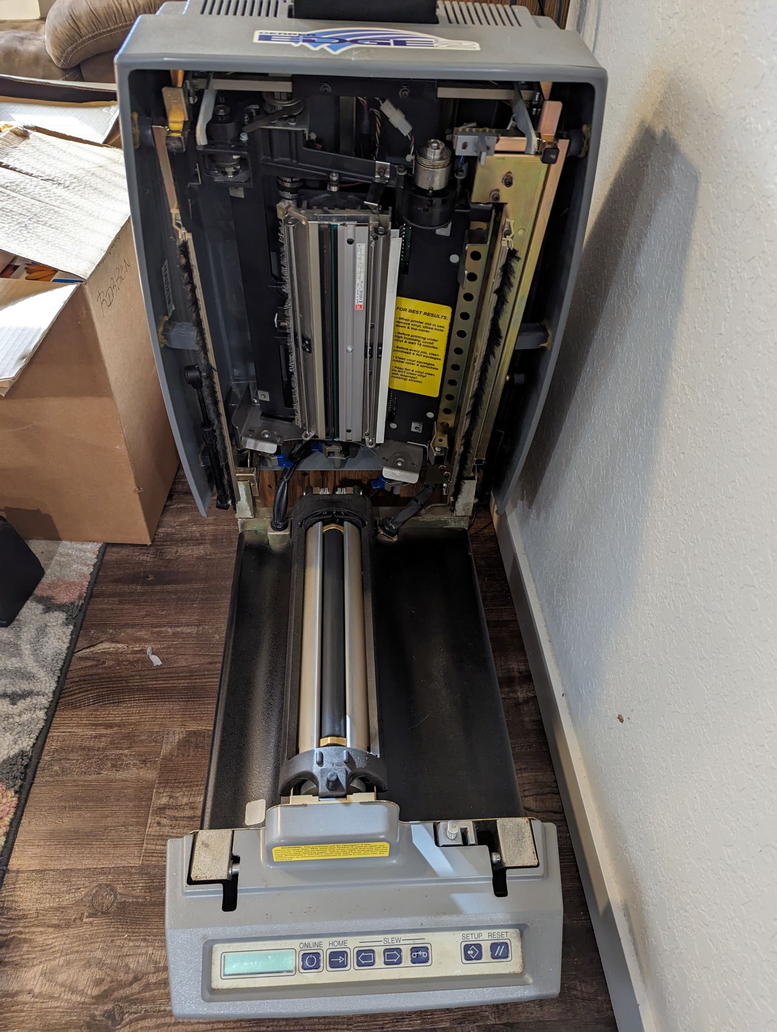 Equipment Lot: Gerber Graphic Edge 2 Thermal Printer, EnVision 375 Plotter, & Assorted Gerber Supplies: Foils, Vinyl & Misc. (Used) Item # UE-101723F