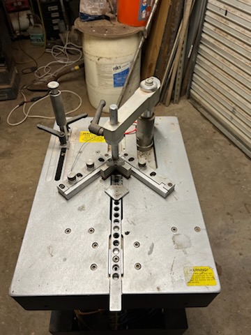 Equipment Lot: ITW AMP VN42 Frame Joiner, Fletcher 3100 Assorted Tool Holders, Replacement Wheels, and Blades (Used) Item # UE-121923E