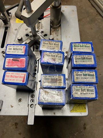Equipment Lot: ITW AMP VN42 Frame Joiner, Fletcher 3100 Assorted Tool Holders, Replacement Wheels, and Blades (Used) Item # UE-121923E