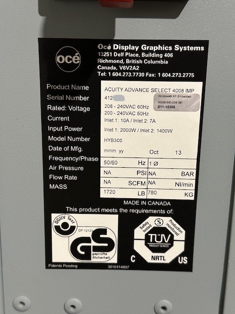 Equipment Lot: Fuji Acuity Select Digital Flatbed Printer (Used) Item # UE-010224C