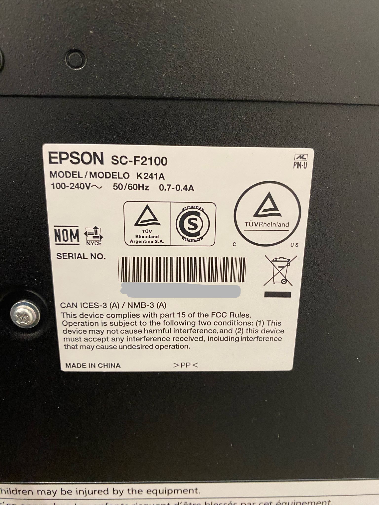 EPSON SureColor SC-F2100 Model K241A DTF & DTG Printer (Used) Item # UE-012424C