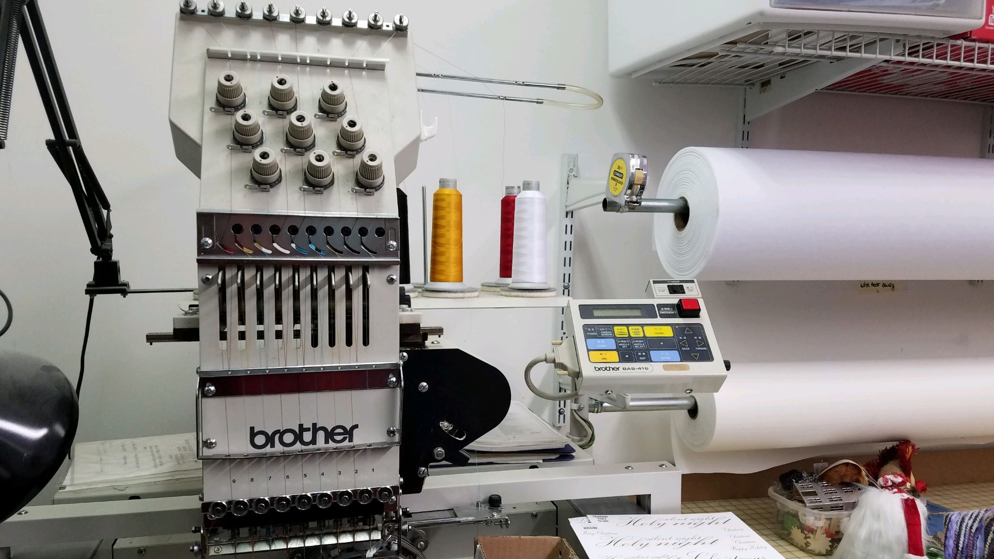 Equipment Lot: Tajima TMFX C1204 4 Head Commercial Embroidery Machine, Brother BAS-416 Single Head Commercial Electronic Embroidery Machine, & GEO Knight K20S Digital 16×20″ Digital Swing Away Press (Used) Item # UE-031524A