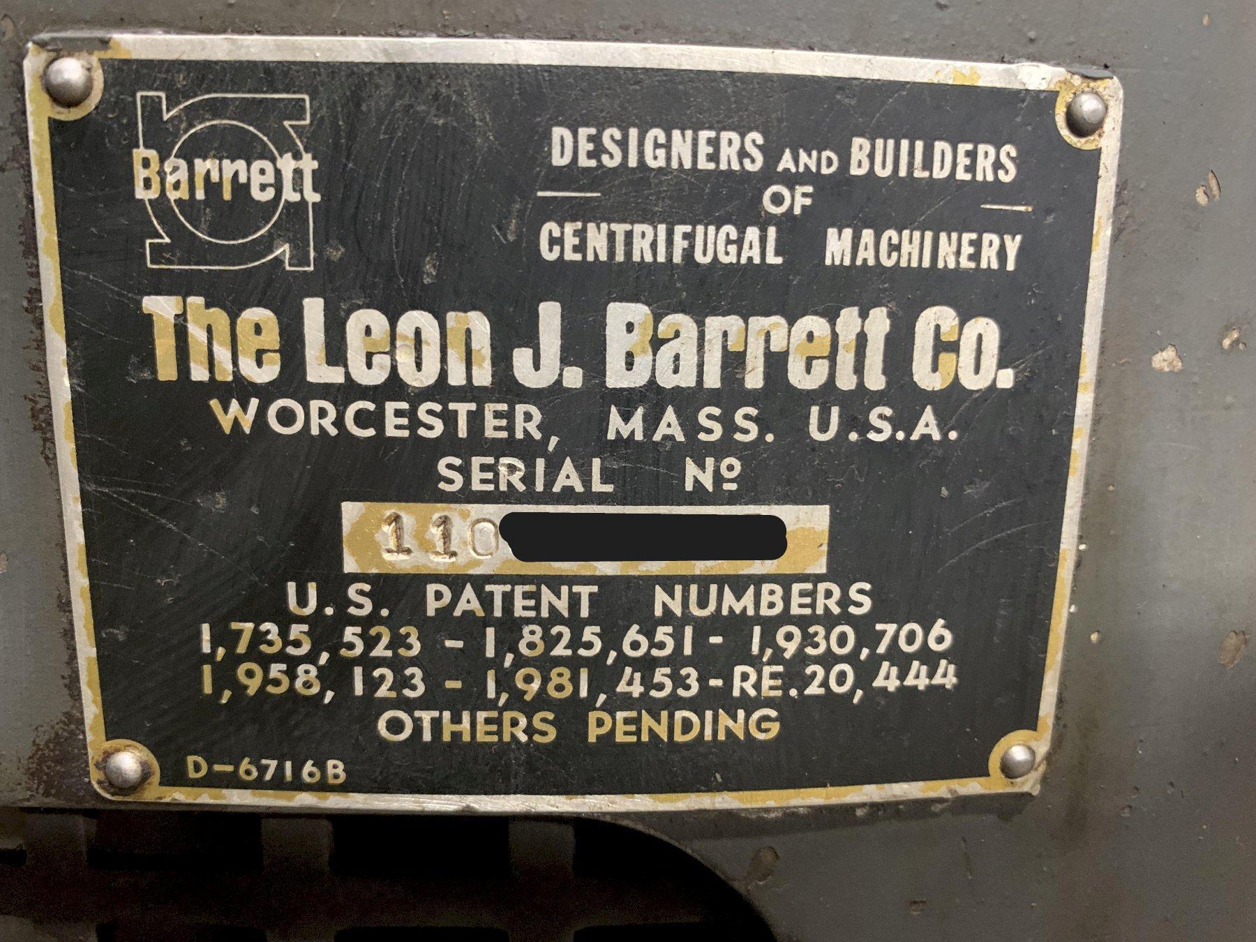 30″ Barrett Model 1100 WD Extractor Centrifuge Chip Spinner Wringer (Used) Item # UE-112624C