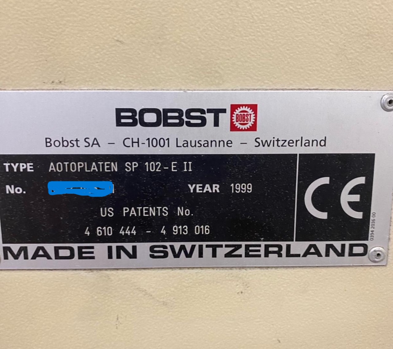 Bobst Autoplaten SP 102-E II Die Cutter (Used) Item # UE-121124C