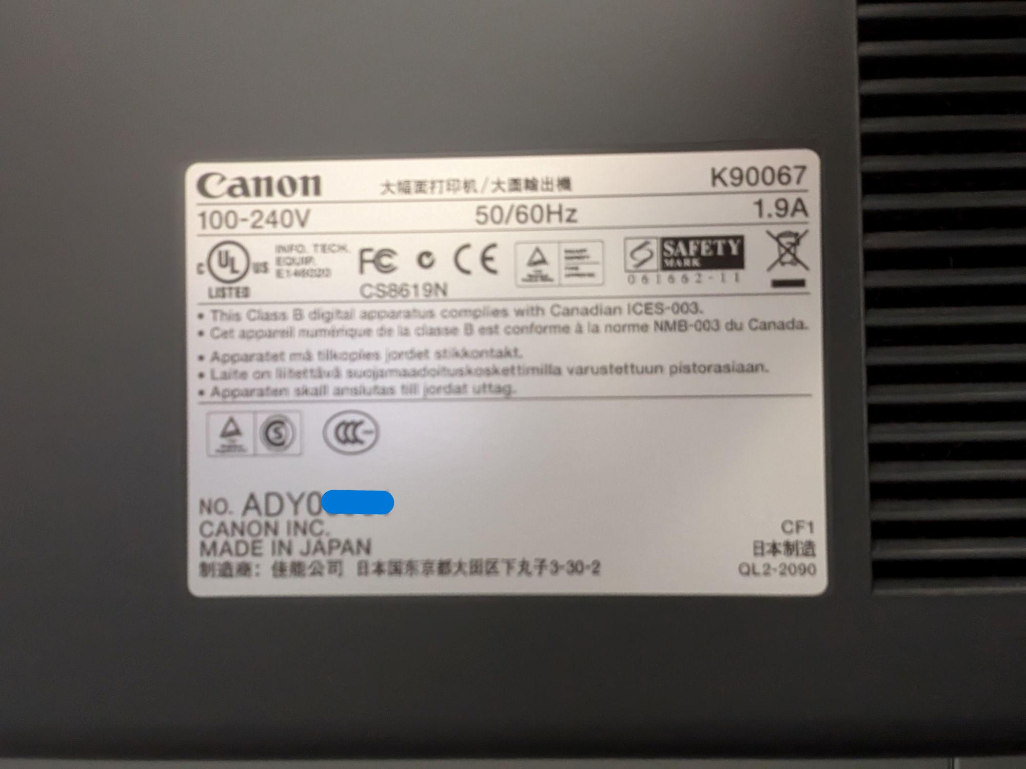 Canon imagePROGRAF IPF8000 44″ Large Format Inkjet Printer (Used) Item # UE-121224D