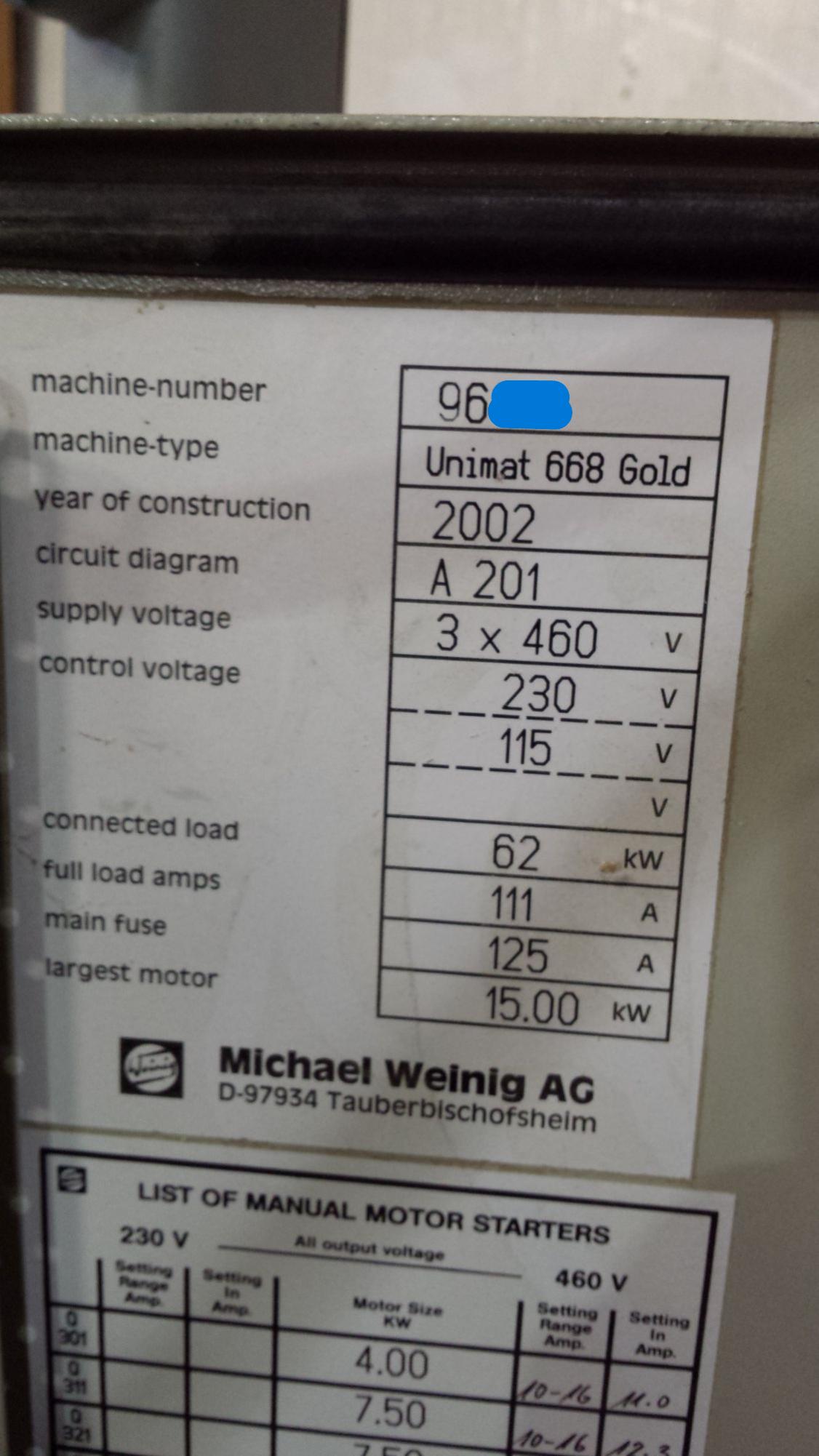 Weinig Unimat 668 Gold Moulder (Used) Item # UE-121724C