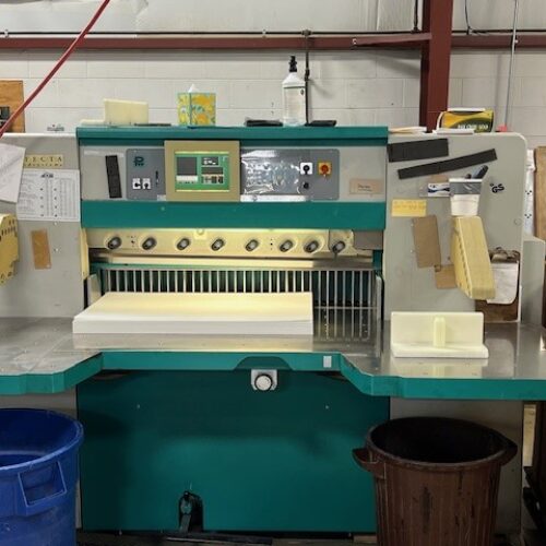 Perfecta 115 TVC Hydraulic Programmable Paper Cutter w/ Safety Lights and Air Table (Used) Item # UE-010825A