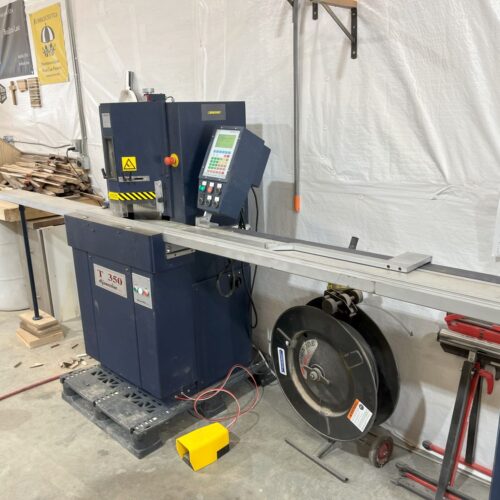 ITW AMP T-350 Double Mitre Saw w/ Programmable measuring Gauge (Used) Item # UE-011625E