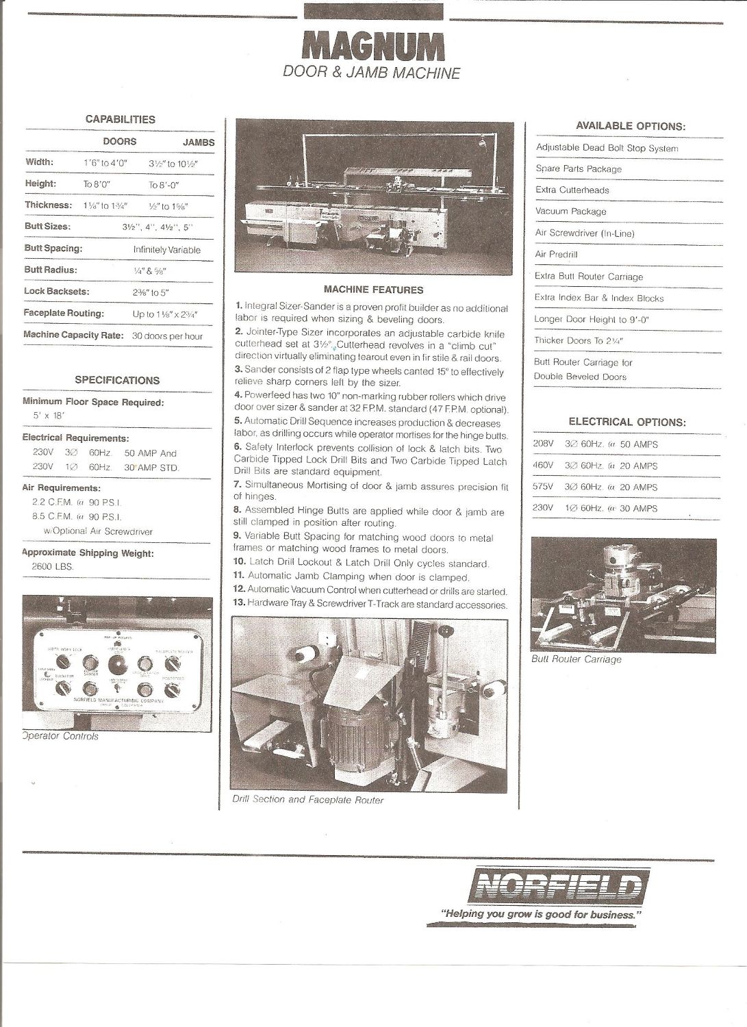 Norfield Magnum Door Machine (Technician Refurbished) (Used) Item # UE-020525A
