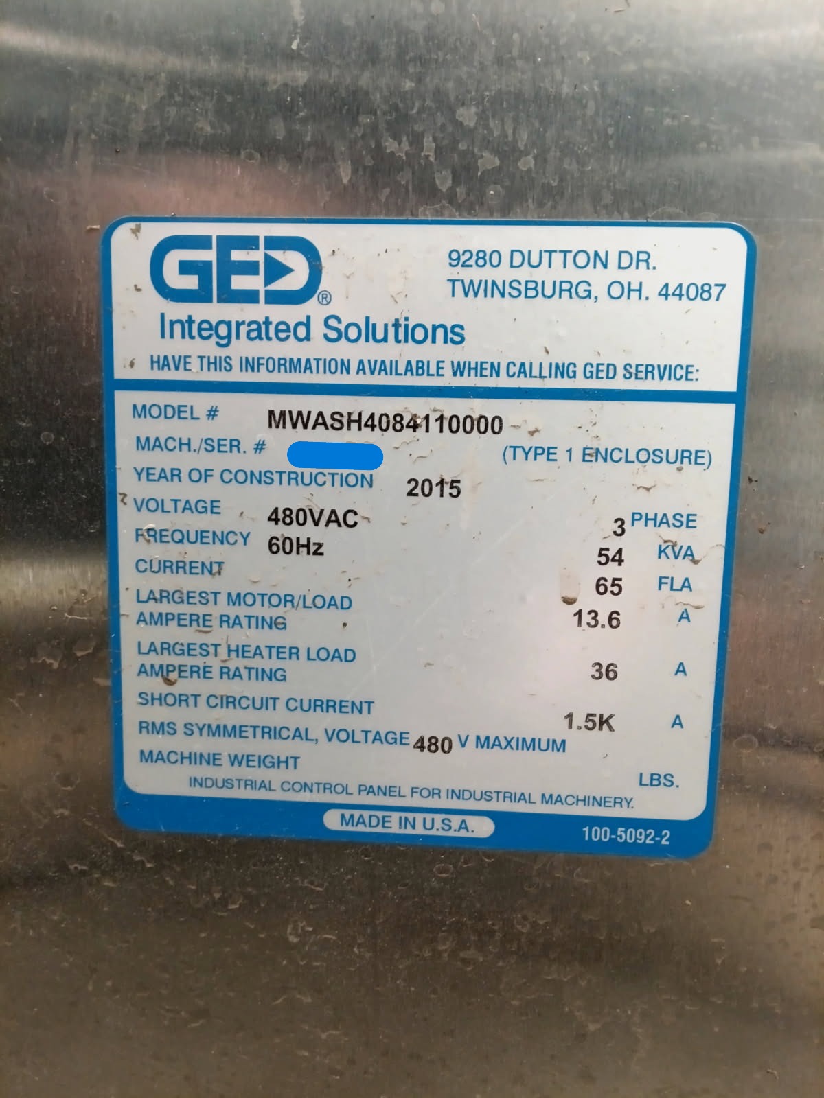 GED MWASH4084110000 Stainless Horizontal Glass Washer (Used) Item # UE-021925G