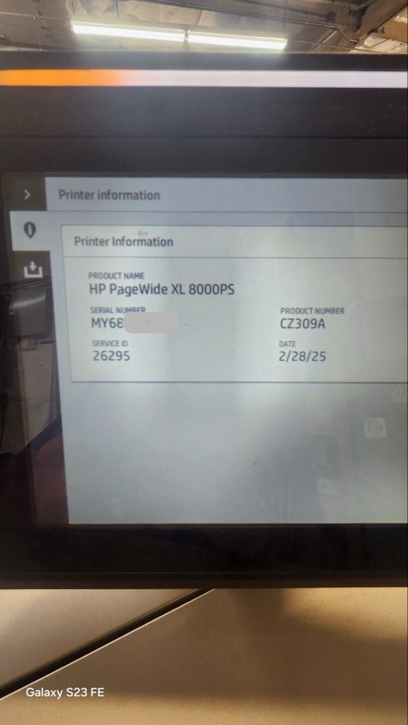 HP PageWide XL 8000 Printer (Used) Item # UE-030325B