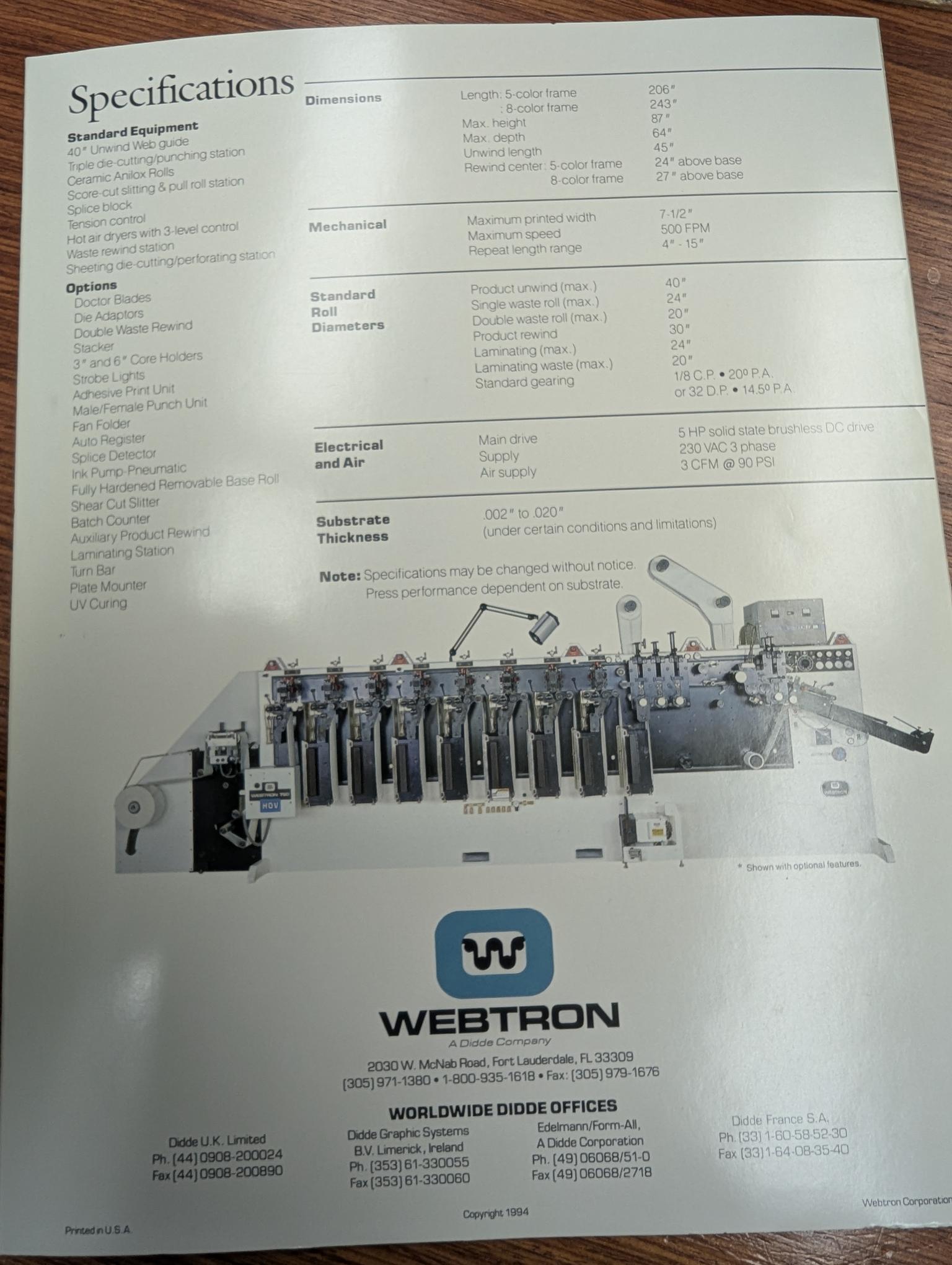 Webtron 750 HQV 8 Color Flexo Press (Used) Item # UE-030625G