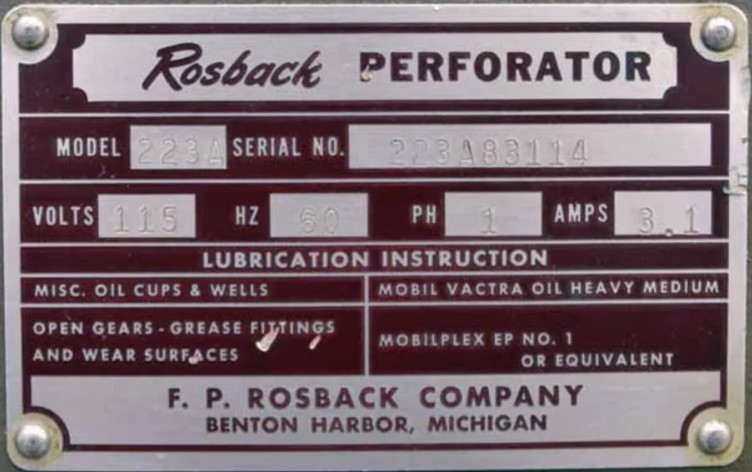 Rosback Model 223A 23″ Air Fed Perforator / Scorer / Slitter (Used) Item # UE-050225A