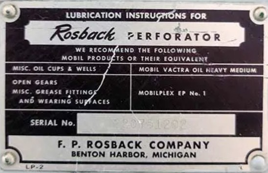 Rosback Model 220 True Line Perf / Slit / Score / Crease Machine (Used) Item # UE-050225B