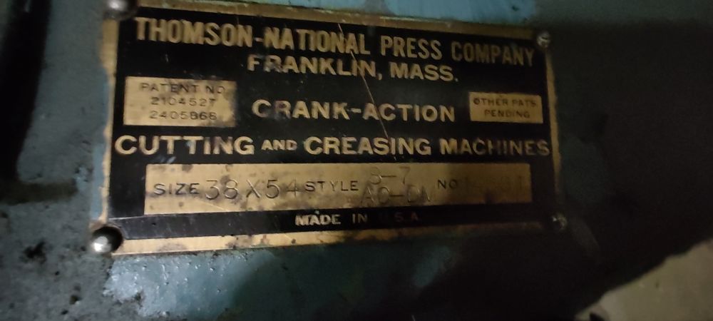 Thomson Style 8-7 AC-DM 38×54″ Clam Shell Die Cutter (Used) Item # UE-060525A