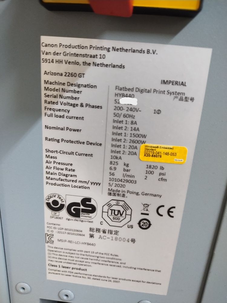 Canon Arizona 2260GT UV Flatbed Printer (Used) Item # UE-061725B