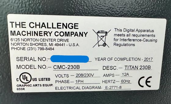 Challenge Titan 230B Paper Cutter (Used) Item # UE-070725B