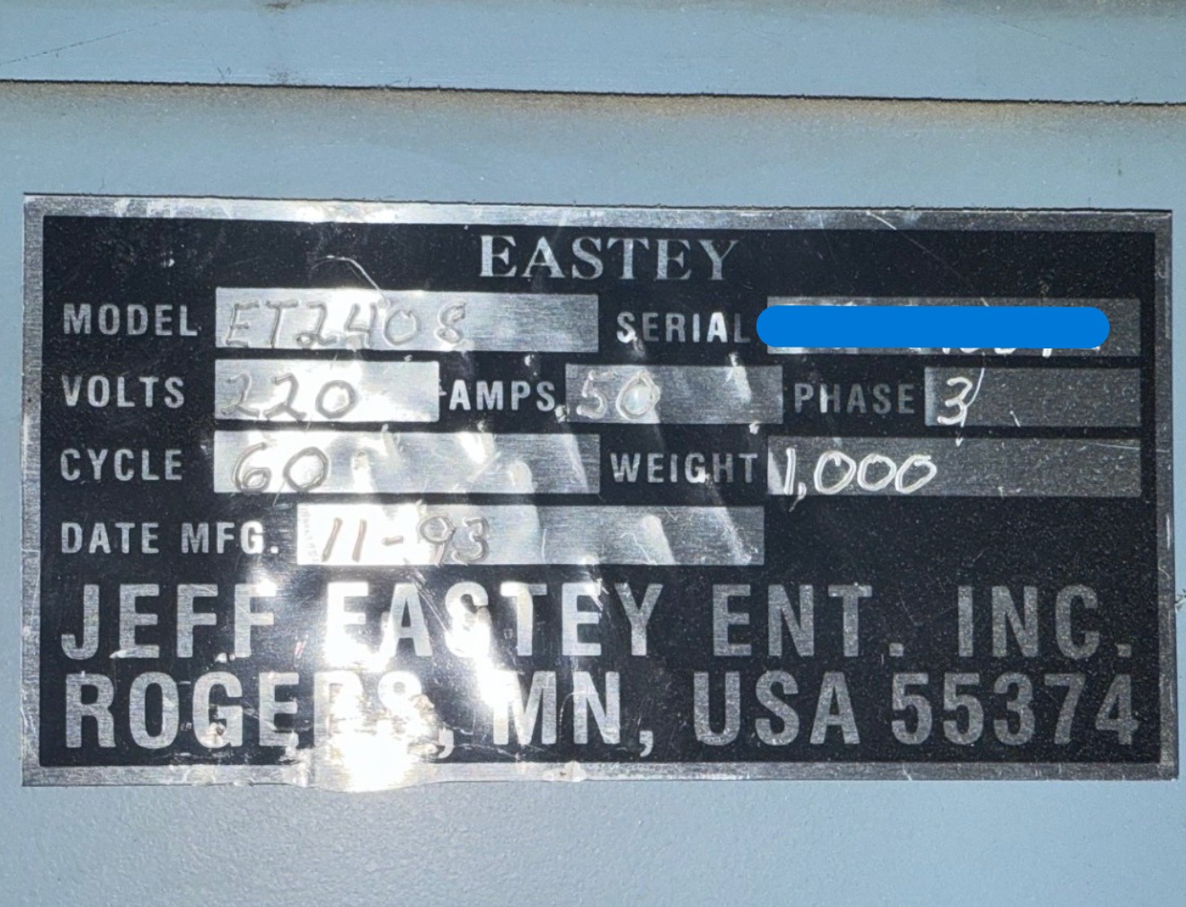 Eastey ET2408 Shrink Tunnel (Used) Item # UE-080725A