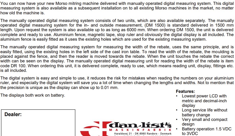 Morso Chopper Manual Digital Measuring System (Used) Item # UE-112225A