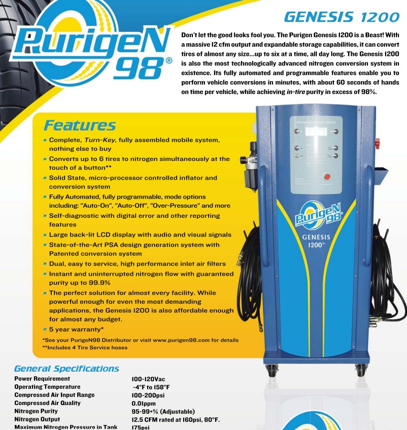 Purigen 98 Genesis 1200 Nitrogen Generation System (Used) Item # UE-122125D