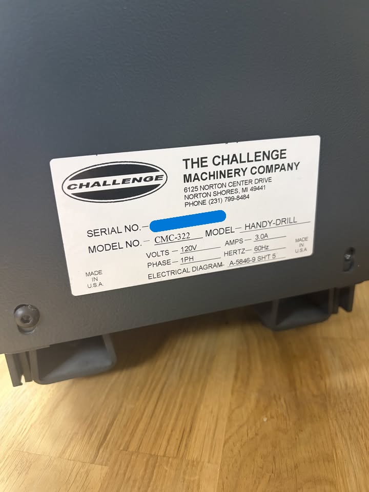 Challenge Handy Drill – Paper Drill Model CMC-322 (Used) Item # UE-121825D