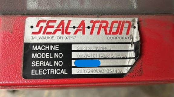 Seal-A-Tron OXST-1811-LR15 MVSA Shrink Tunnel (Used) Item # UE-123025A